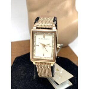 Olivia Burton Women's Watch 24000015 Quartz White Dial Rose Gold Steel Tank 21mm
